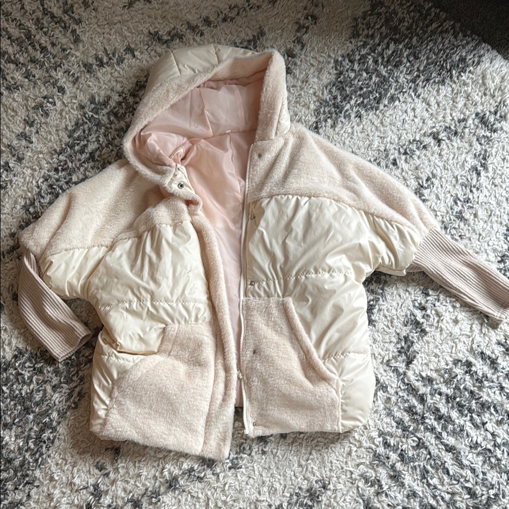 Kids Cream Hooded Jacket